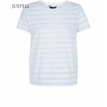 Camiseta blanca de algodón con manga corta y manga corta para mujer de Burn out